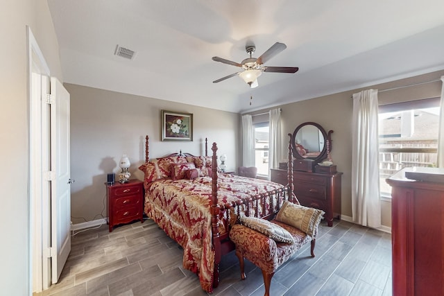 bedroom featuring ceiling fan