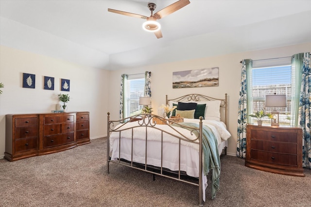 bedroom featuring carpet and ceiling fan