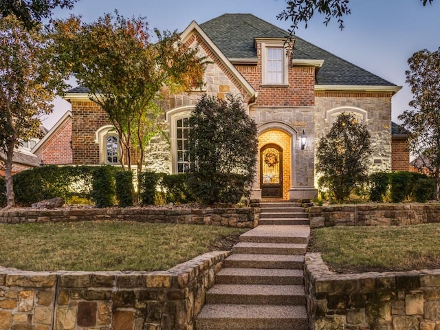 view of front of property featuring a front yard