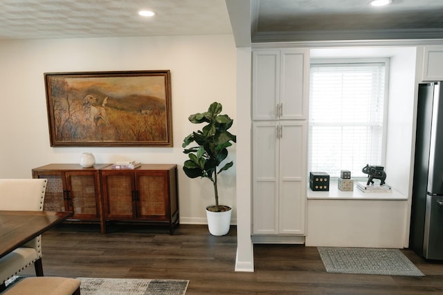 interior space with dark hardwood / wood-style floors