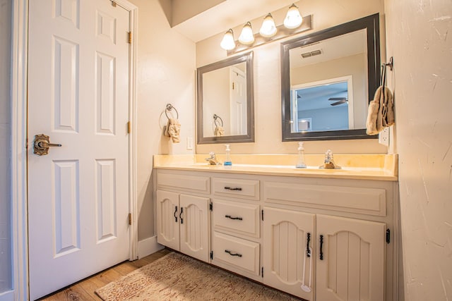 bathroom featuring wood-type flooring and vanity