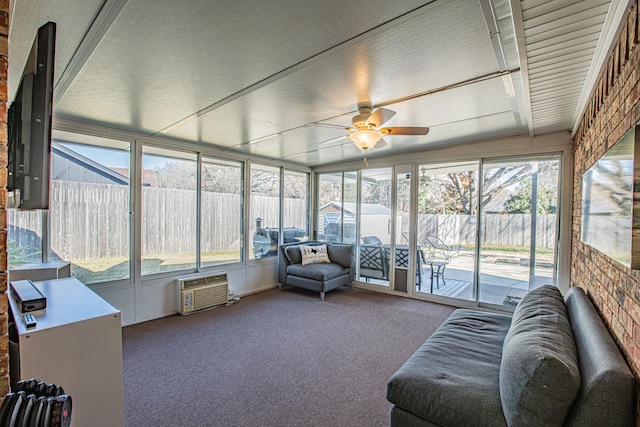 sunroom / solarium with ceiling fan