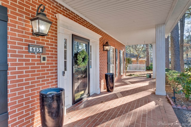 view of patio featuring covered porch