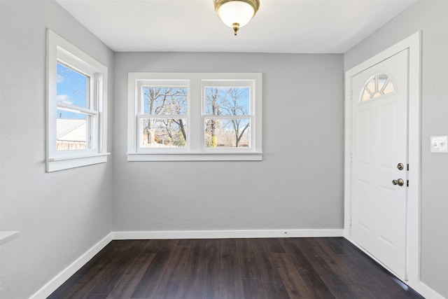 foyer entrance with dark hardwood / wood-style floors