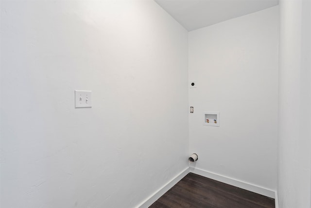 702 N Church St, Decatur, TX 76234 - laundry area featuring baseboards, hookup for an electric dryer, dark wood finished floors, and washer hookup