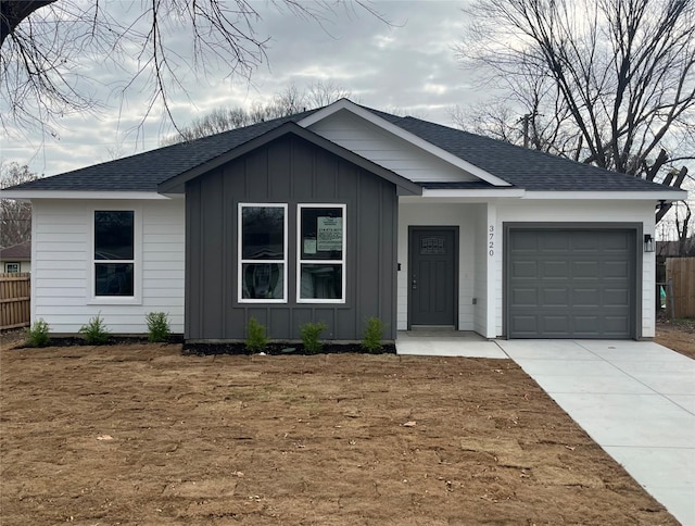 single story home with a garage