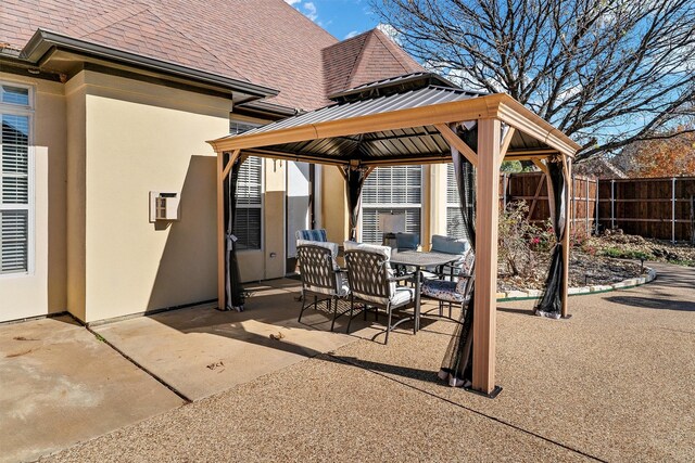 view of patio / terrace with a gazebo