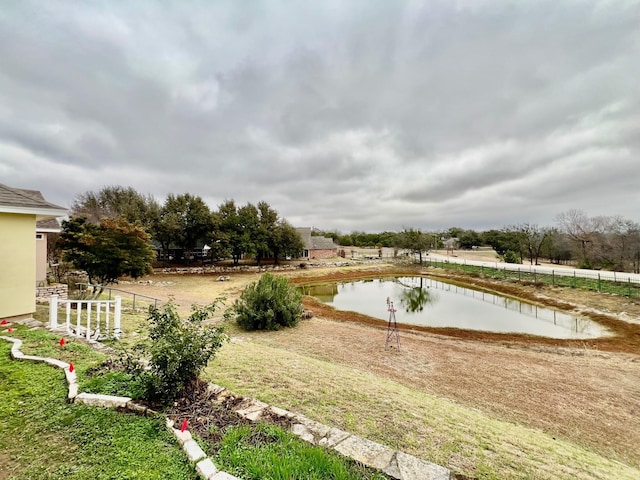 view of yard with a water view