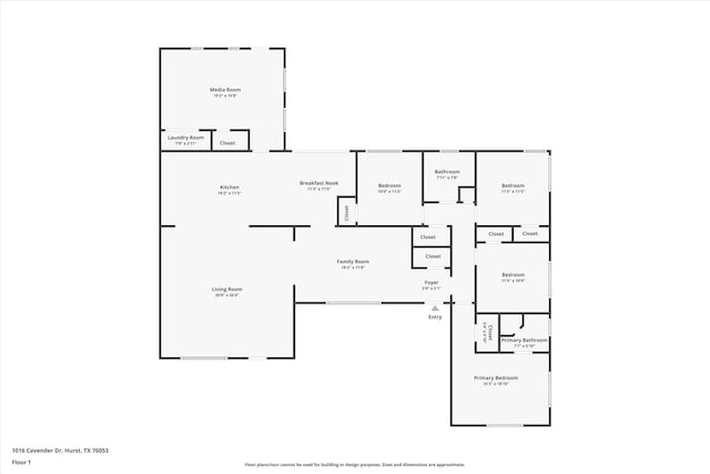 1016 Cavender Dr, Hurst, TX 76053 - floor plan