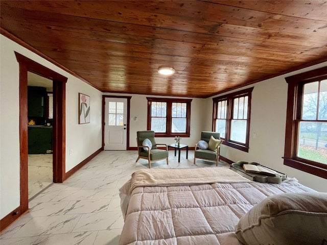 unfurnished bedroom featuring wooden ceiling