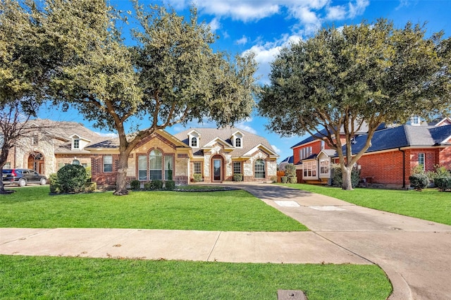 view of front of property featuring a front lawn