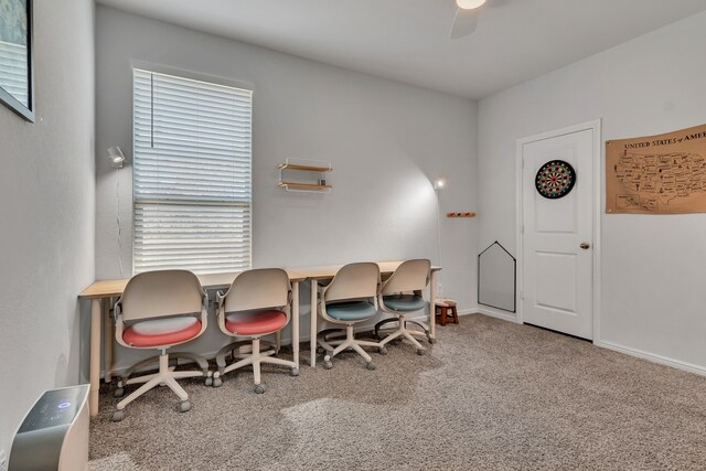 view of carpeted home office