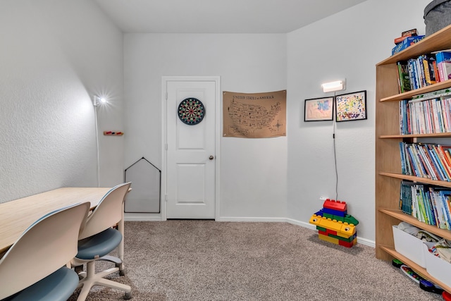 view of carpeted home office