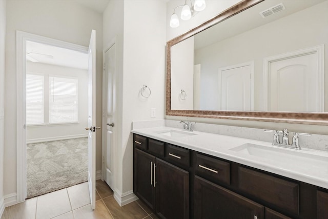 bathroom featuring vanity and tile patterned floors