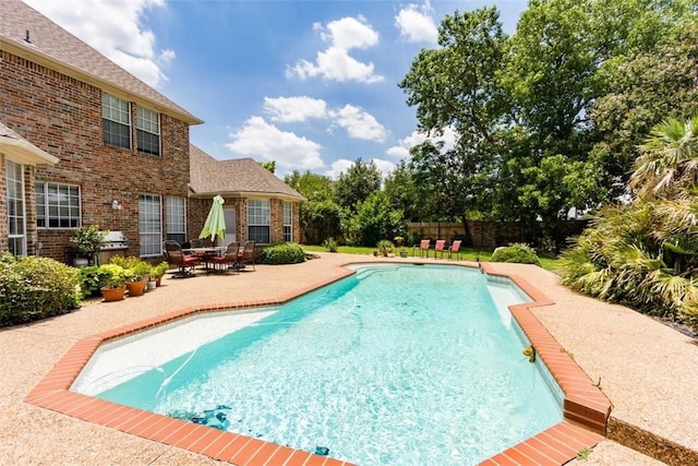 view of pool featuring a patio