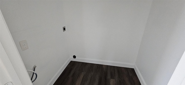 laundry room featuring hardwood / wood-style flooring and hookup for an electric dryer