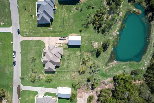 bird's eye view featuring a water view