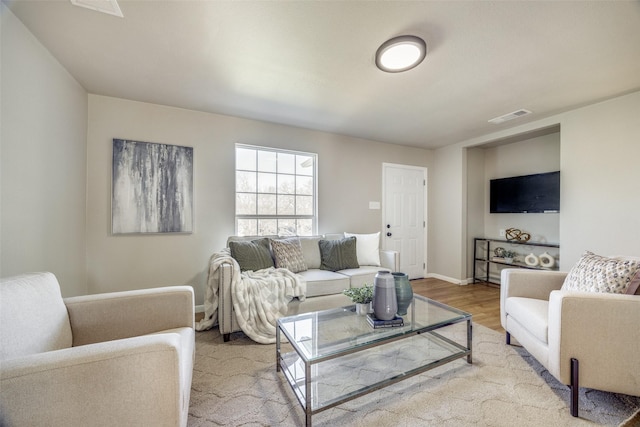 living room featuring light hardwood / wood-style flooring