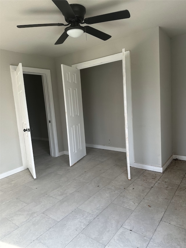 unfurnished bedroom with ceiling fan