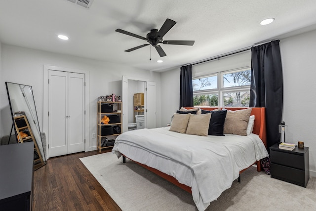 bedroom featuring ceiling fan and wood-type flooring