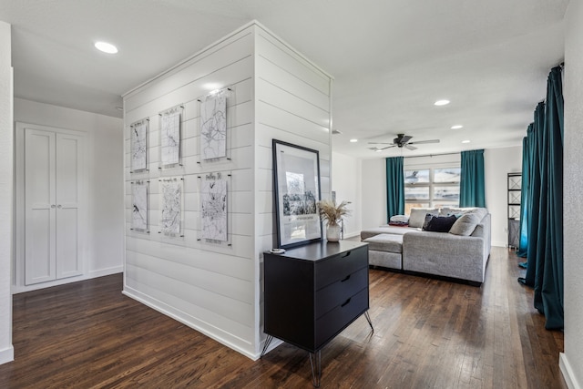 hall featuring dark hardwood / wood-style floors