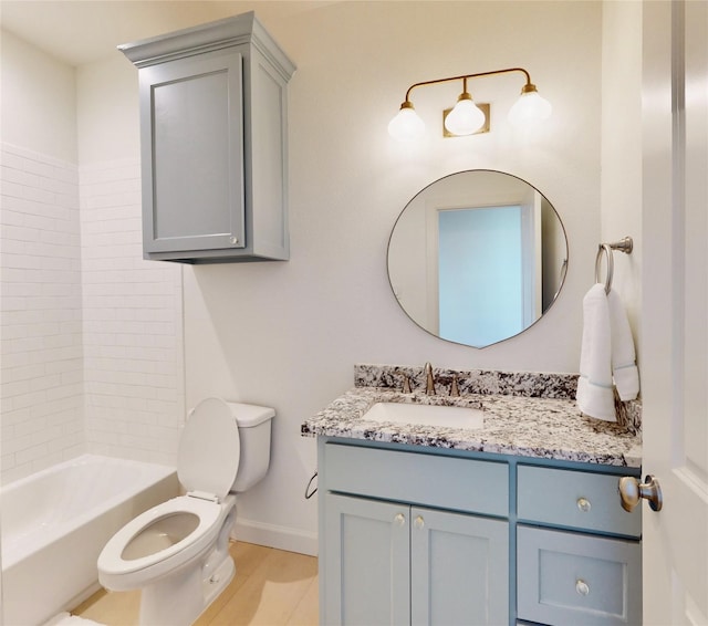 full bathroom with vanity, shower / washtub combination, and toilet