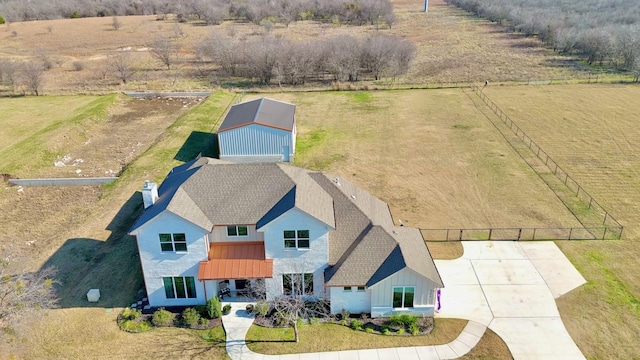 drone / aerial view with a rural view