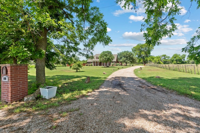 view of street with a rural view