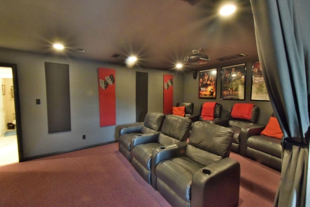 view of carpeted home theater room