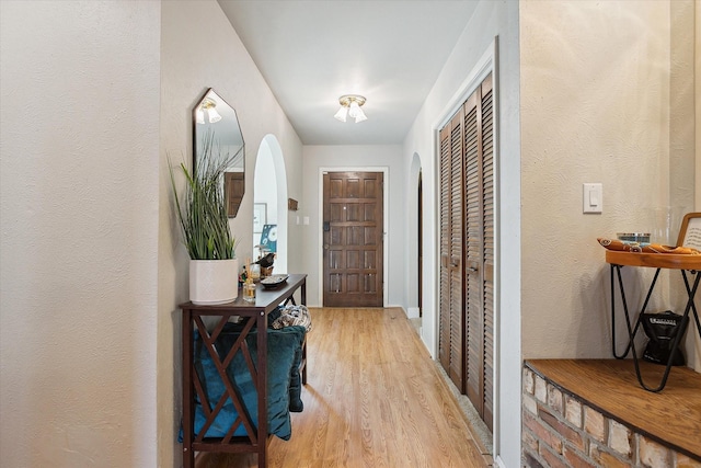 hall featuring light wood-type flooring