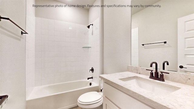 full bathroom featuring vanity, shower / bathing tub combination, and toilet