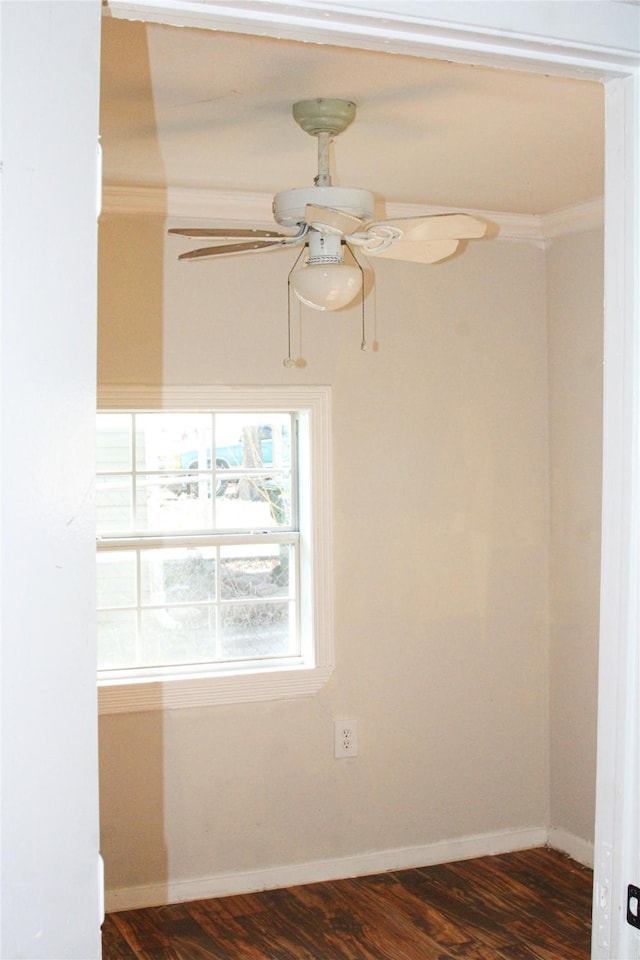 spare room with ceiling fan and dark hardwood / wood-style floors