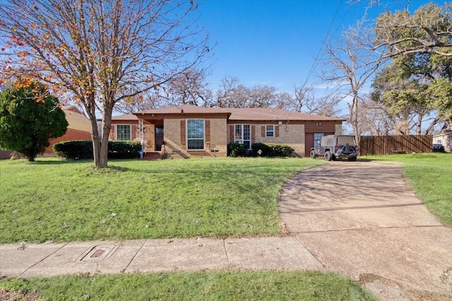 single story home with a front yard