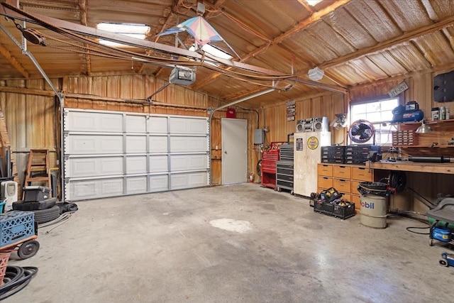 garage with a garage door opener