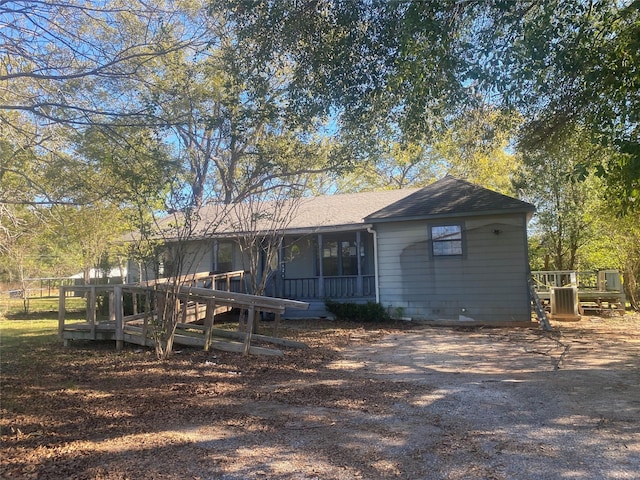 view of front of property with a deck