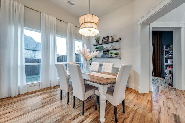 dining room featuring light hardwood / wood-style floors and a wealth of natural light