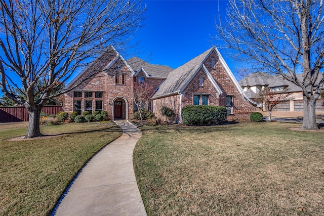 tudor house featuring a front yard