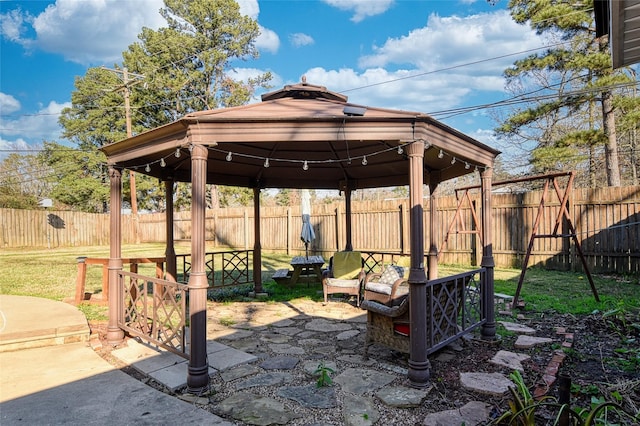 view of patio / terrace with a gazebo