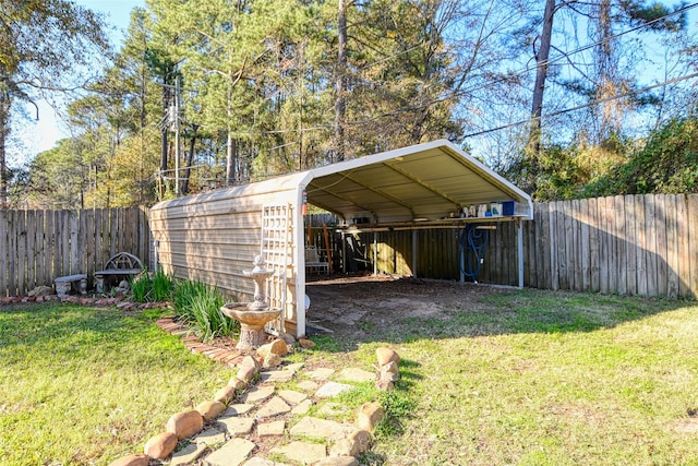 view of yard with a carport