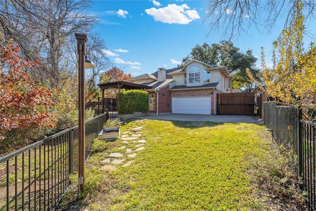 front of property featuring a garage and a front lawn