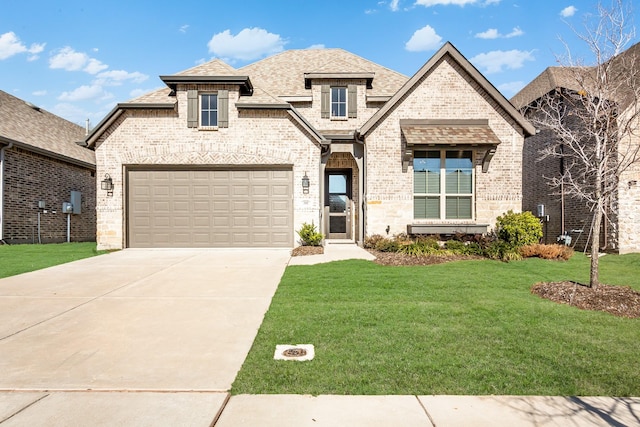 view of front facade featuring a garage and a front yard