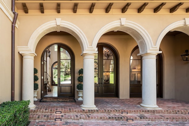 doorway to property featuring french doors