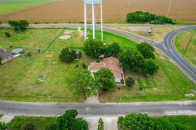 birds eye view of property featuring a rural view