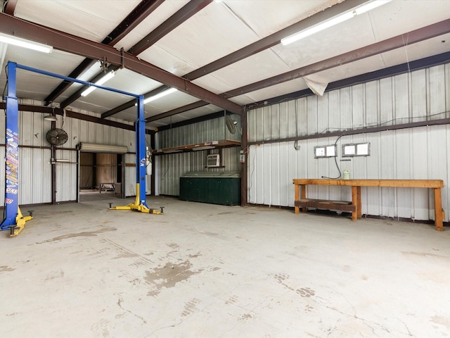 garage featuring metal wall