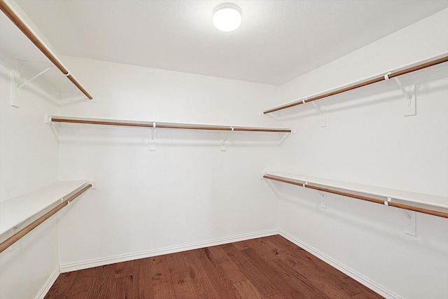 walk in closet with wood-type flooring