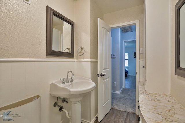 bathroom featuring hardwood / wood-style flooring