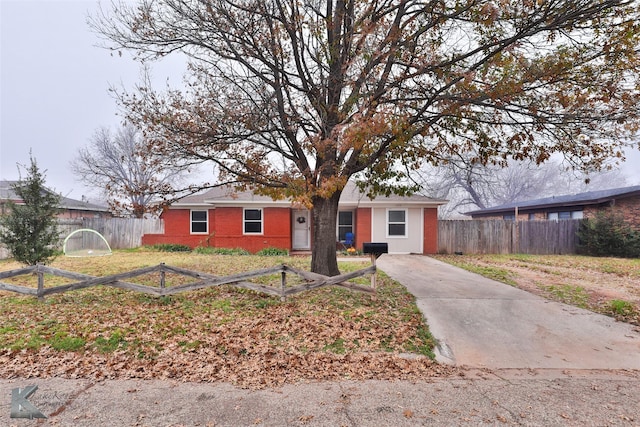 view of single story home