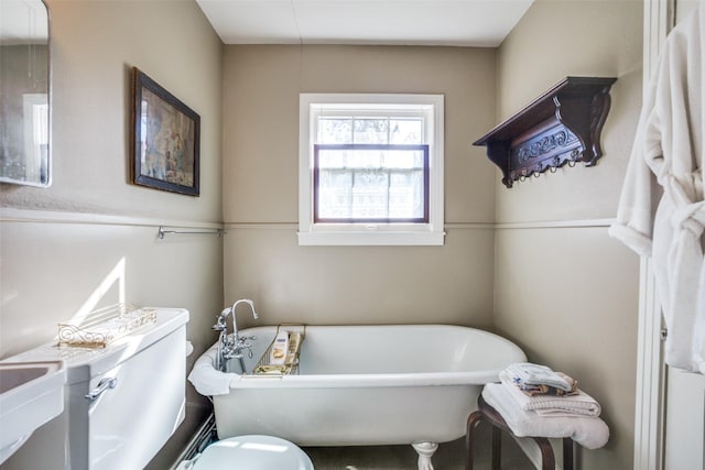 bathroom with toilet and a bathing tub