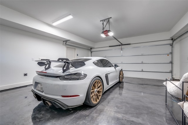 garage with a garage door opener