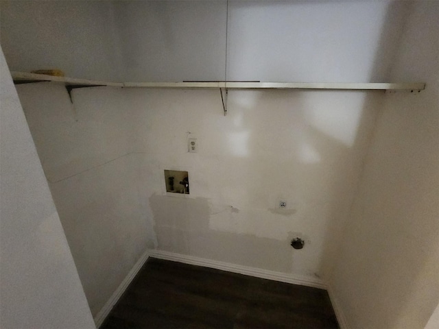 laundry room with washer hookup, electric dryer hookup, dark hardwood / wood-style floors, and hookup for a gas dryer